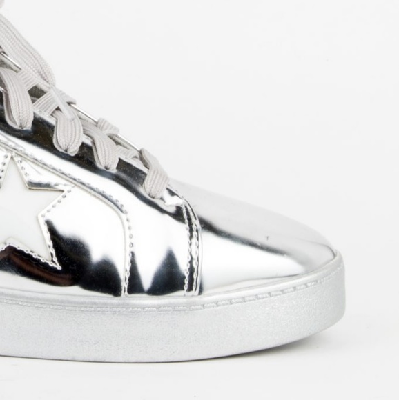 Last Size 8 🖤 Metallic Plateau Star Sneakers - Picture 5 of 8